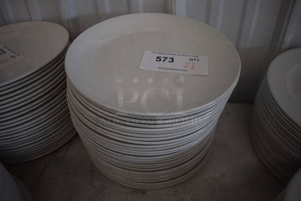 28 White Ceramic Plates. 10.5x10.5x1. 28 Times Your Bid!