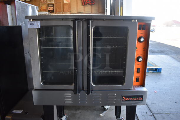 Sierra Stainless Steel Commercial Natural Gas Powered Full Size Convection Oven w/ View Through Doors, Metal Oven Racks and Thermostatic Controls on Metal Legs w/ Commercial Casters. 38x33x58.5 - Image 2 of 10