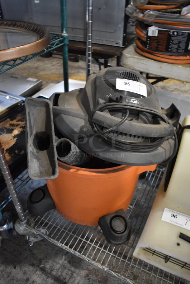 Rigid Orange and Black Poly Wet Dry Vacuum Cleaner. 20x20x26. Tested and Working! - Image 1 of 3