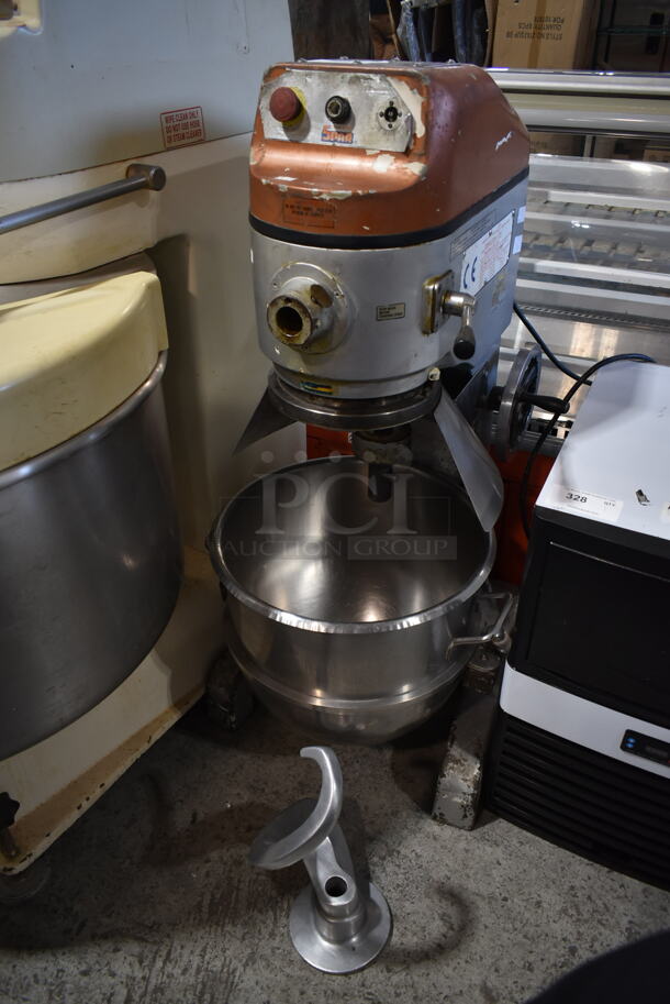 Spar SP-60PZ Metal Commercial Floor Style 60 Quart Planetary Dough Mixer w/ Metal Mixing Bowl and Dough Hook Attachment. 208 Volts. - Item #1109612