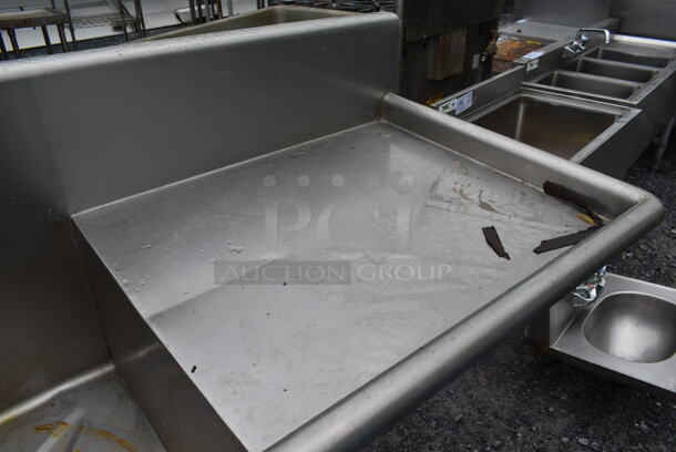Stainless Steel Commercial 2 Bay Sink w/ Right Side Drain Board, Faucet and Handles. Bays 24x24. Drain Boards 28x24 - Image 3 of 5