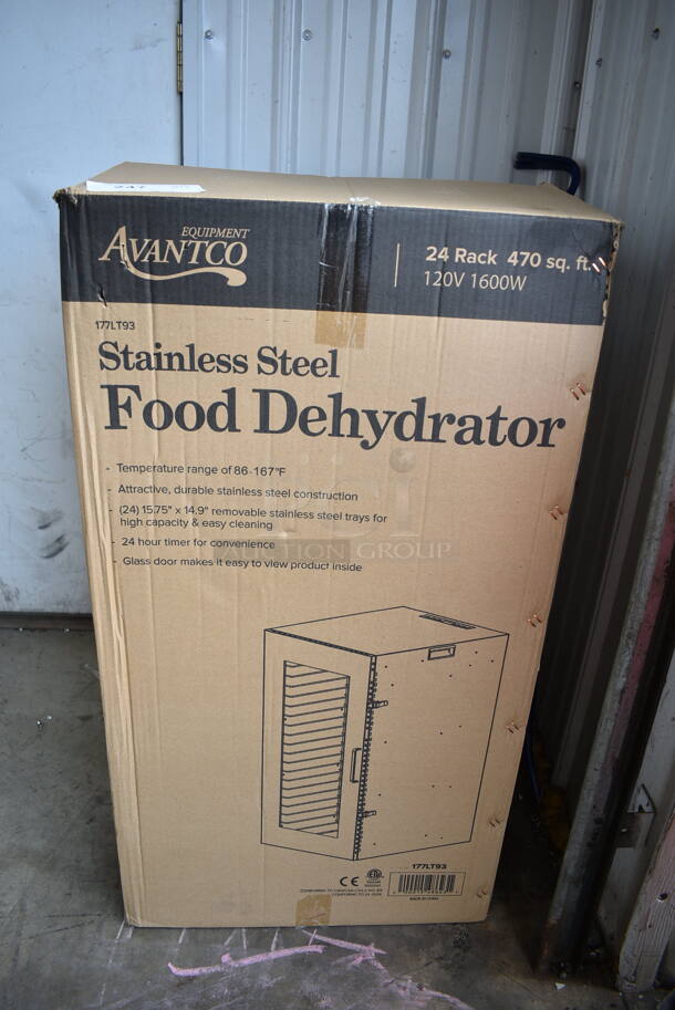 BRAND NEW SCRATCH AND DENT! Avantco 177LT93 24 Tray Stainless Steel Food Dehydrator with Glass Door. 120 Volts, 1 Phase.  - Image 2 of 3