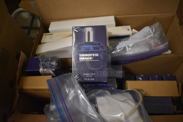 ALL ONE MONEY! Beauty Pallet Lot of Various Items Including Sharper Imagine Cologne, Beauty Supplies, Joan Rivers Fill-in Powder, MAX Cosmetics, Hairspray, Hugo Boss Cologne, Shampoo and Conditioner, and Body Scrub - Image 3 of 12