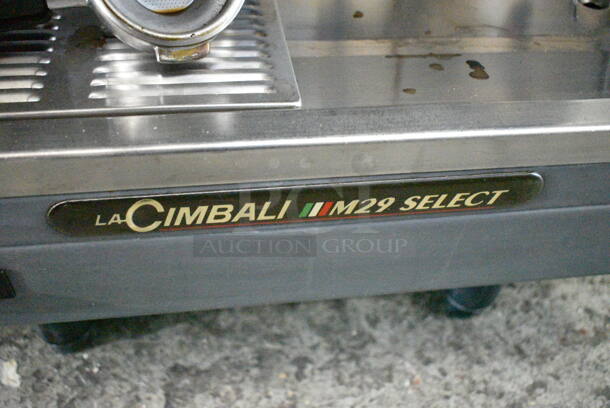 La Cimbali M29 Select Stainless Steel Commercial Countertop 2 Group Espresso Machine w/ 2 Portafilters and Steam Wands.  - Image 5 of 5