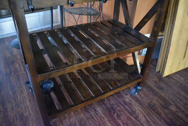 Wooden Cart on Casters. Does Not Include Contents. 39x22x36. (lounge) - Image 3 of 4