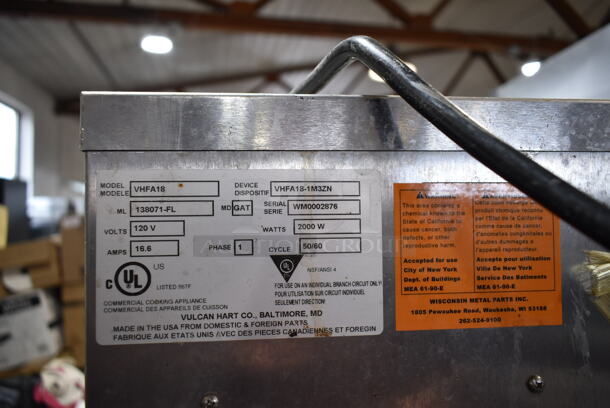 Vulcan VHFA18 Metal Commercial Single Door Heated Holding Cabinet on Commercial Casters. 120 Volts, 1 Phase. Tested and Does Not Power On - Image 6 of 6