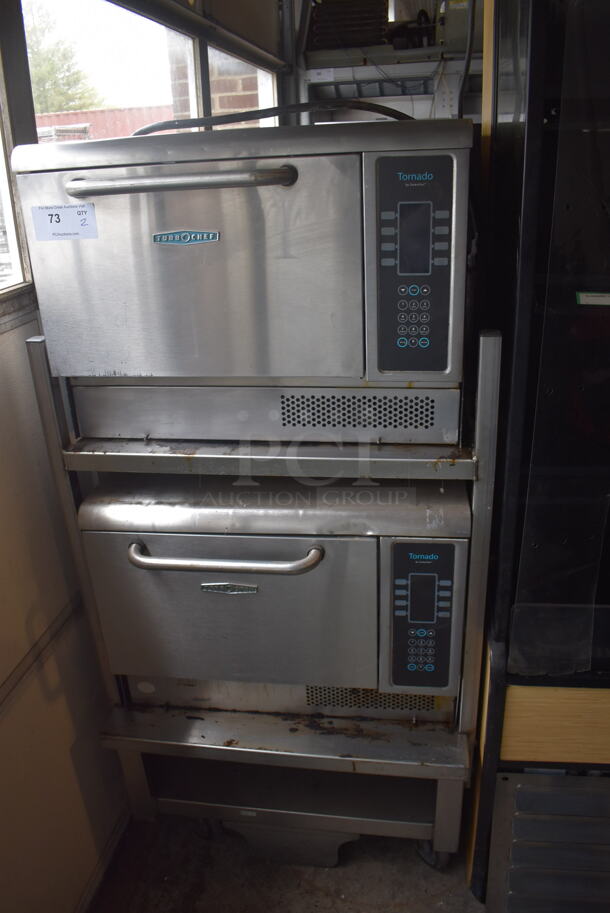 TurboChef NGCD6 Stainless Steel Commercial Double Stack Tornado Convection Oven On Mobile Cart. 208/240V, 1 Phase. 2 Times Your Bid! 