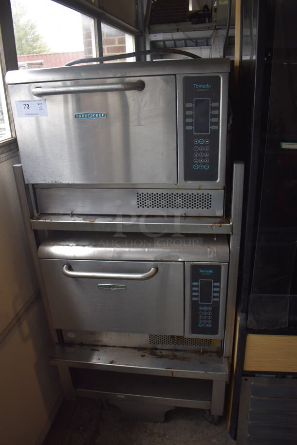TurboChef NGCD6 Stainless Steel Commercial Double Stack Tornado Convection Oven On Mobile Cart. 208/240V, 1 Phase. 2 Times Your Bid!  - Image 1 of 6