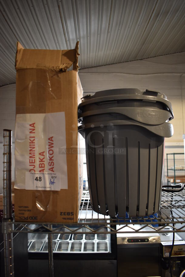 ALL ONE MONEY! Lot of Ecolab Gray Poly Bins and YesPac Clear Salad Bowls and Lids - Image 1 of 3