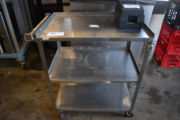 Stainless Steel Commercial 3 Tier Cart w/ Push Handle on Commercial Casters. 18x30x32.5