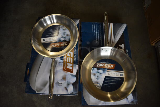 3 Various BRAND NEW IN BOX! Tri-gen Stainless Steel Skillets. 19x10.5x2, 22x12.5x2. 3 Times Your Bid!