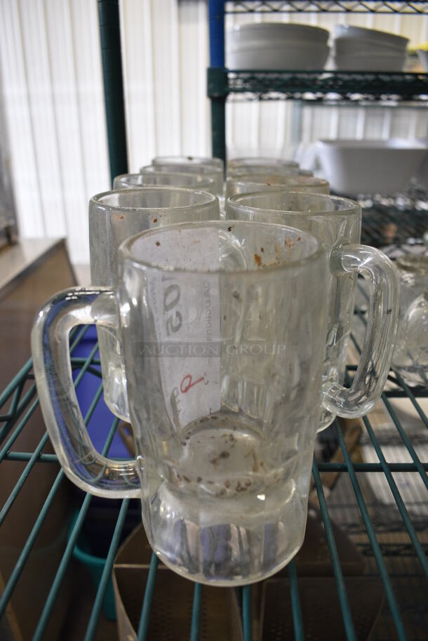 9 Glass Mugs. 4.5x3x5.5. 9 Times Your Bid!