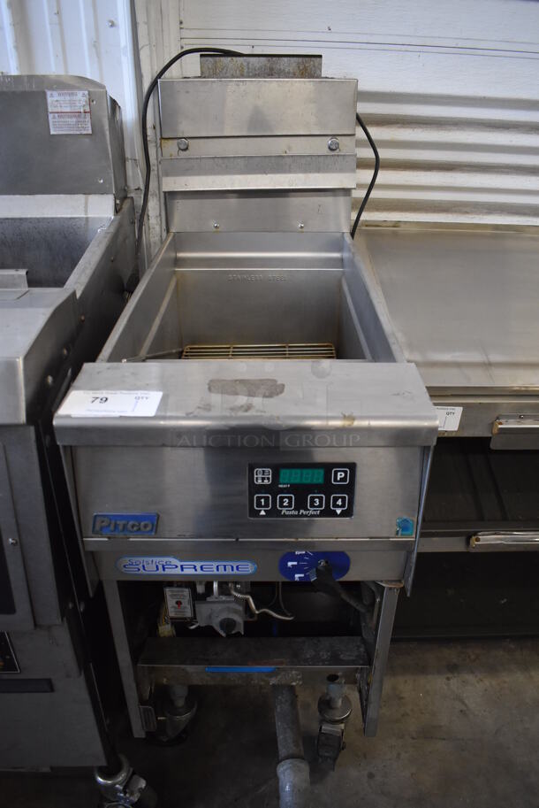 Pitco Frialator Solstice Supreme Stainless Steel Commercial Floor Style Pasta Cooker on Commercial Casters. 15.5x35x48 - Image 1 of 6