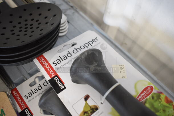 ALL ONE MONEY! BRAND NEW! Lot of 10 Poly Spatulas, 7 Pasta Forks, 5 Soup Ladles, 11 Straining Serving Spoons, 9 Steak Forks, 15 Strainers, 5 Serving Spoons, 5 Tomato Stemmers and 5 Salad Choppers - Image 7 of 7
