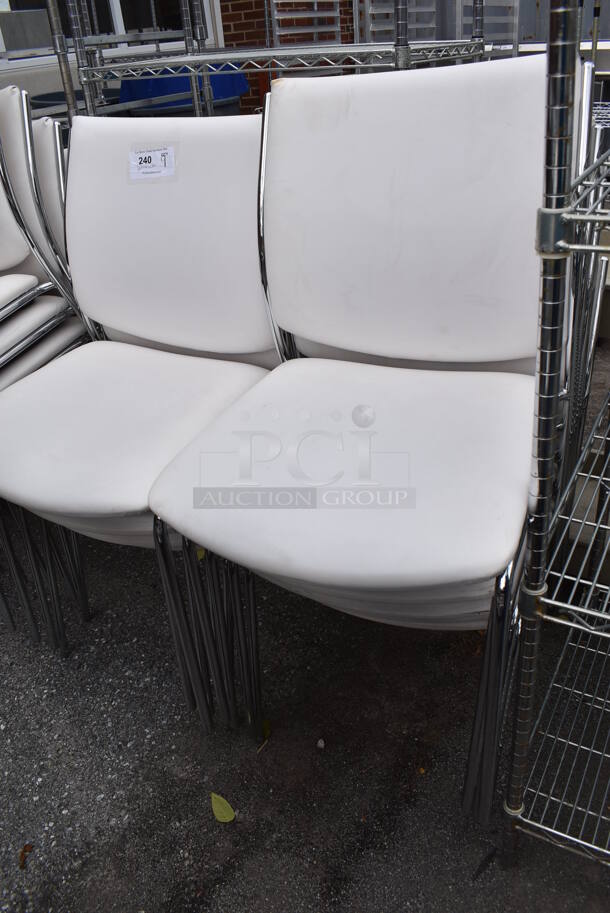 9 White Dining Height Chairs on Chrome Finish Frame. 20x20x35. 9 Times Your Bid! - Image 4 of 4