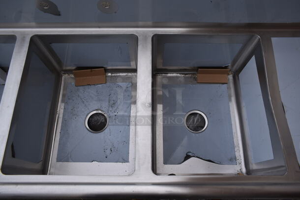 BRAND NEW SCRATCH AND DENT! Regency 600IB1824S31620218 Stainless Steel Commercial 3 Bay Sink w/ Dual Drain Boards. No Legs. Bays 16x20. Drain Boards 16x22 - Image 4 of 5