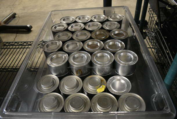 ALL ONE MONEY! Lot of 48 Chafing Dish Fuel Cans in Clear Poly Bin