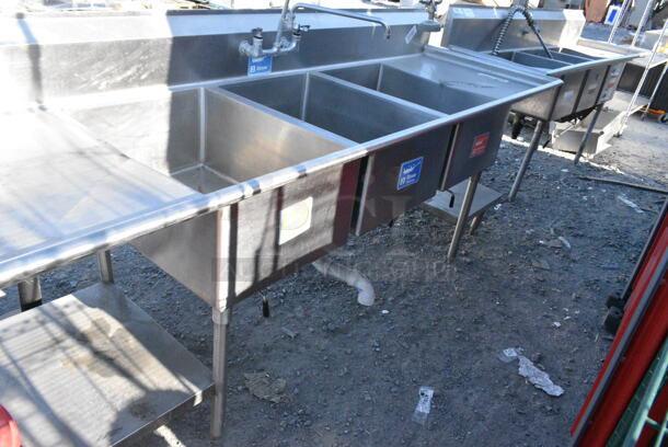Regency 600S31620218 Stainless Steel 3 Bay Sink w/ Dual Drain Board, Faucet, Handles and Spray Nozzle.  - Image 2 of 9