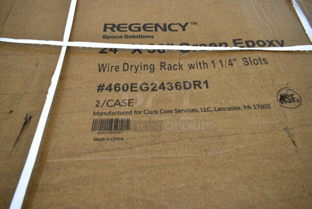 BRAND NEW SCRATCH AND DENT! Box of 2 Regency 460EG2436DR1 24" x 36" Green Epoxy Wire Drying Rack Shelf - 1 1/4" Slots. May Be Missing Pieces.  - Image 3 of 3