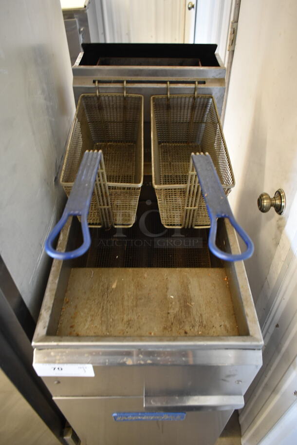 Imperial Stainless Steel Commercial Floor Style Gas Powered Deep Fat Fryer w/ 2 Metal Fry Baskets. - Image 2 of 5