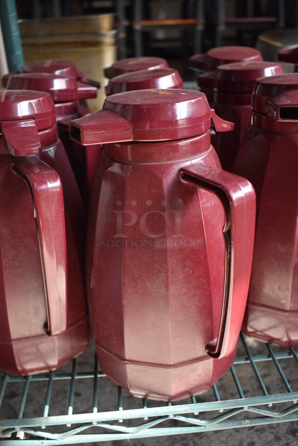 ALL ONE MONEY! Lot of 12 Maroon Poly Coffee Urns! 6x5x9.5 - Image 2 of 3