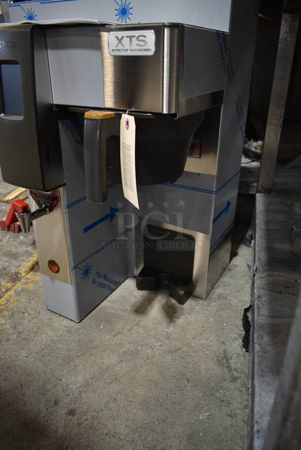 BRAND NEW SCRATCH AND DENT! Fetco CBS-2132-XTS E213251 XTS Series Stainless Steel Commercial Countertop Double Automatic Coffee Brewer w/ Hot Water Dispenser and 2 Metal Brew Baskets. Does Not Come w/ Servers. 200-240 Volts, 1 Phase.  - Image 6 of 10
