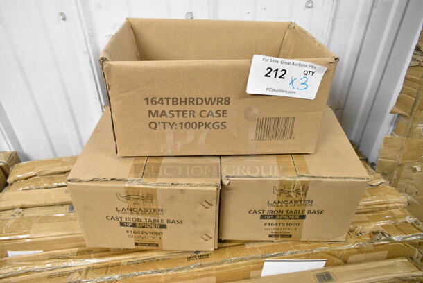 2 Box of 4 BRAND NEW SCRATCH AND DENT! Lancaster Table & Seating 164TS1000 10" Cast Iron Table Base Spider and Box of Various Screws. 2 Times Your Bid!  - Image 2 of 6