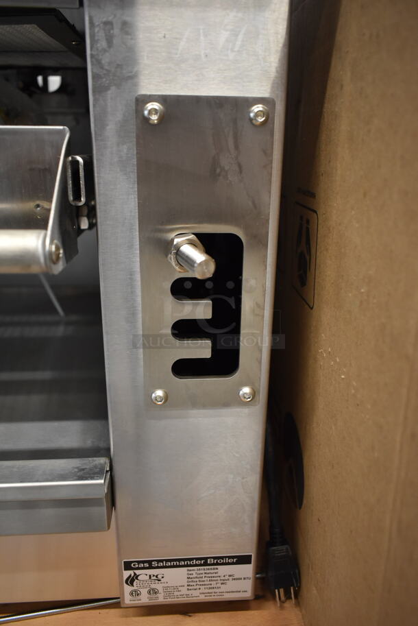 BRAND NEW SCRATCH AND DENT! Cooking Performance Group CPG 351S36SBN Stainless Steel Commercial Natural Gas Powered Salamander Broiler Cheese Melter. 36,000 BTU. Tested and Working! - Image 5 of 6