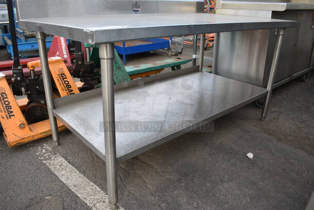 Stainless Steel Table w/ Back Splash and Under Shelf.  - Image 2 of 2