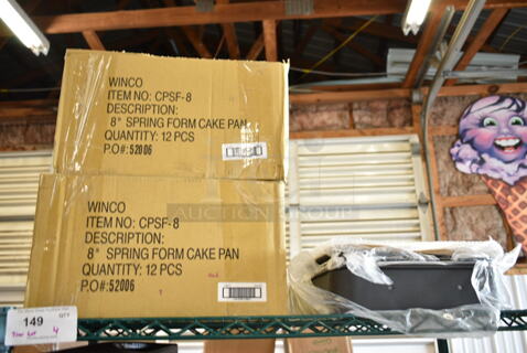 Tier Lot of BRAND NEW SCRATCH AND DENT! Items Including 2 Box of 12 Winco CPSF-8 8" x 3" Light Tin Springform Cake Pan and Metal Pan