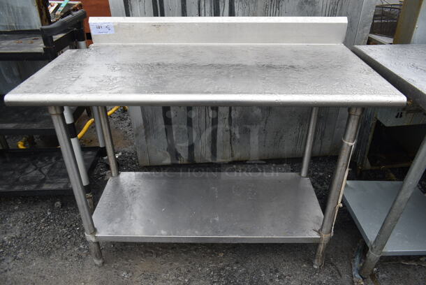 Stainless Steel Commercial Table w/ Under Shelf and Back Splash. - Image 1 of 4
