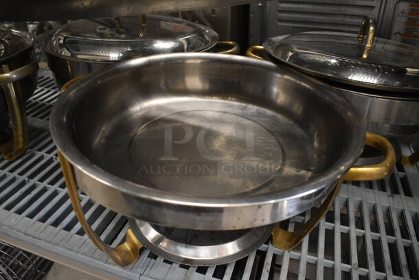 4 Metal Chafing Dish Frames w/ 4 Drop Ins and 4 Lids. 19x15.5x12. 4 Times Your Bid! - Image 3 of 5