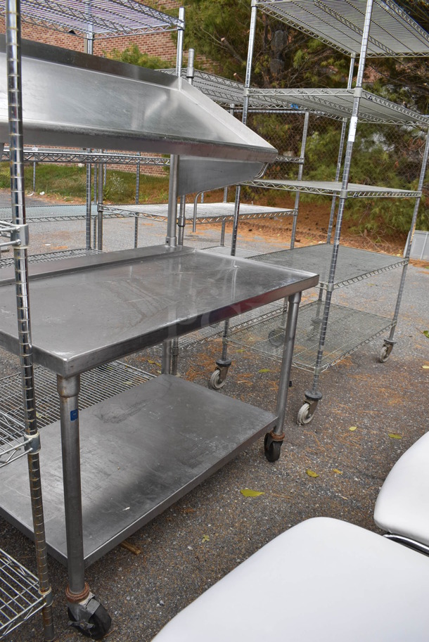 Stainless Steel Table w/ Over Shelf and Under Shelf on Commercial Casters. 48x30.5x63 - Image 4 of 7