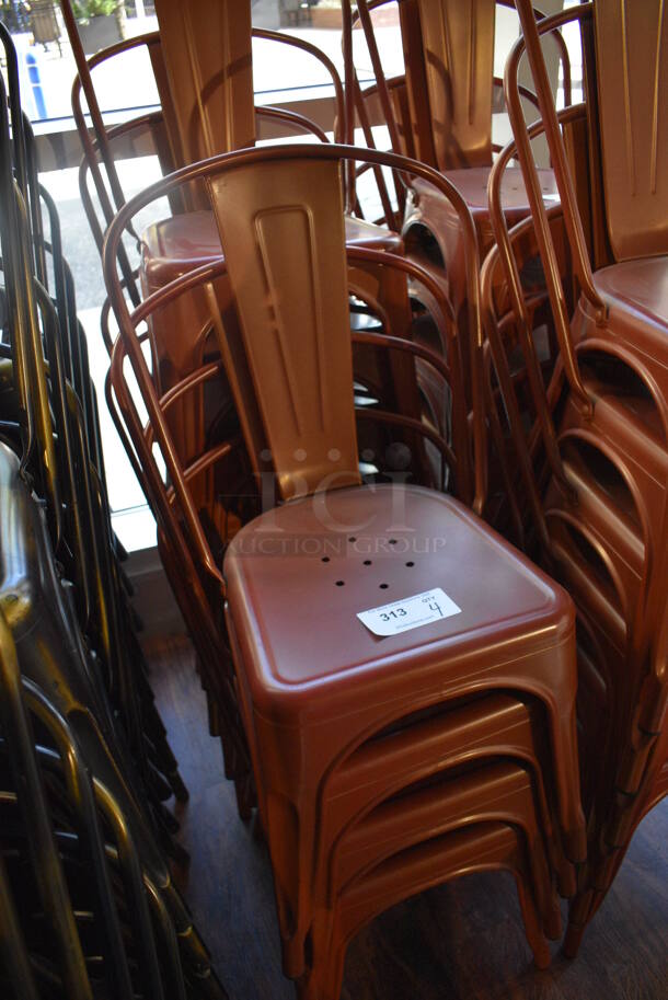 6 Brown Metal Tolix Style Dining Height Chairs. 17x17x33. 6 Times Your Bid! (lounge) - Image 4 of 5