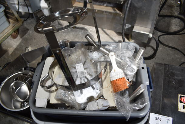 ALL ONE MONEY! Lot of Various Items Including Utensils, Metal Bowl, Pitcher Lids and Poly Bins.  - Image 2 of 6