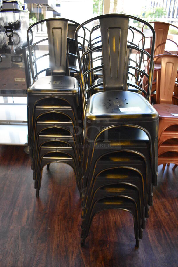 6 Black Metal Tolix Style Dining Height Chairs. 17x17x33. 6 Times Your Bid! (lounge) - Image 6 of 6