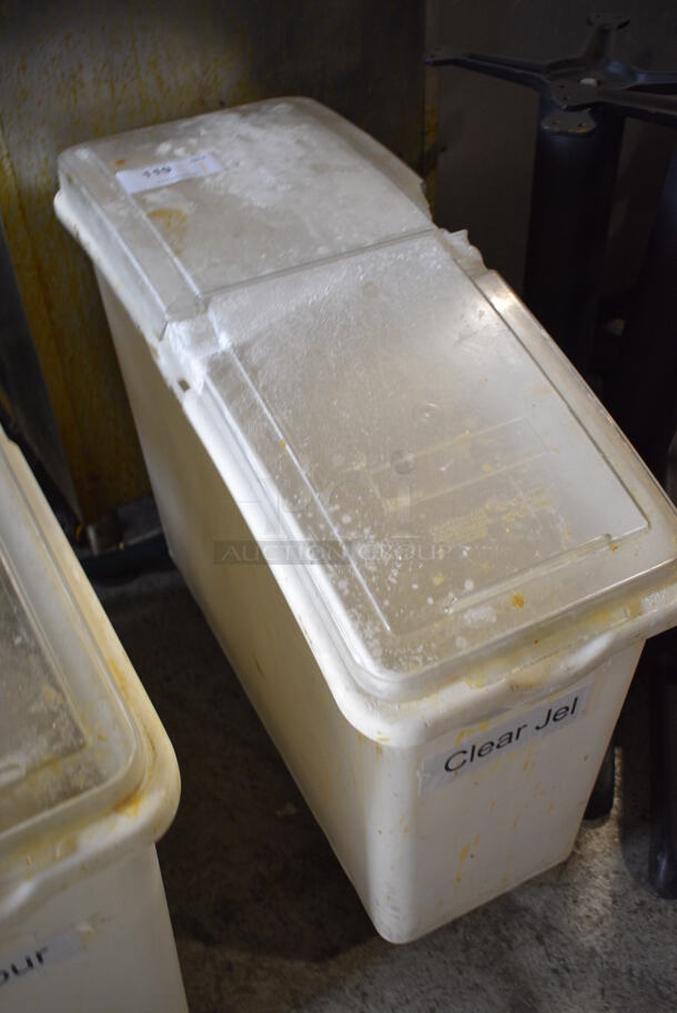 Continental White Poly Ingredient Bin w/ Clear Lid on Commercial Casters. 12.5x30x27.5 - Image 3 of 6