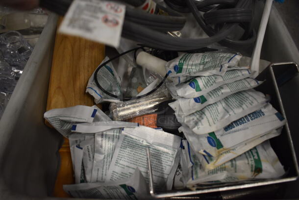 ALL ONE MONEY! Lot of Various Parts Including Rolling Pin, Metal Lids and Wire in Gray Poly Bus Bin!  - Image 4 of 5