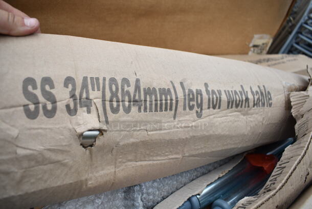 3 BRAND NEW SCRATCH AND DENT! Items; ServIt 423ST3TSFT Tubular Fixed Tray Slide for 3-Pan Steam Tables, 600LEGGALV12 20 1/2" Galvanized Steel Leg for Sinks, SS34" Legs. 3 Times Your Bid. May Be Missing Pieces.  - Image 4 of 5