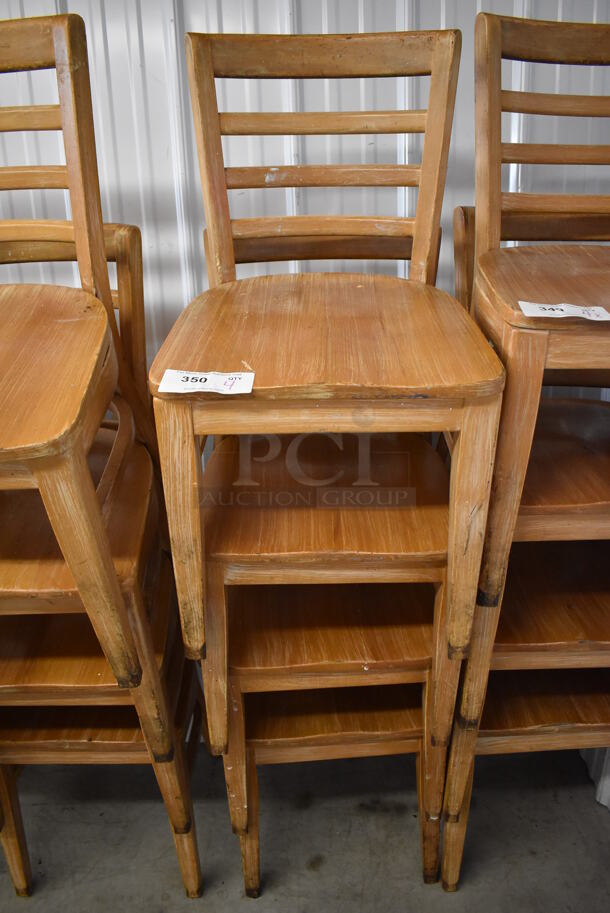 4 Wood Pattern Dining Chairs w/ Ladder Back Seats. 16x18x31. 4 Times Your Bid! - Image 4 of 6