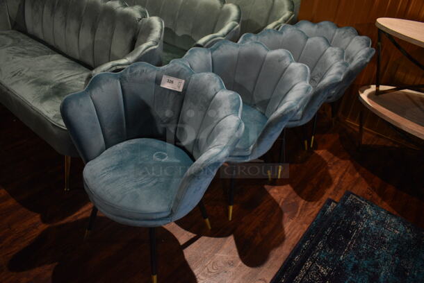 4 Blue Chairs on Metal Legs. 27x24x30. 4 Times Your Bid! (lounge) - Image 2 of 4