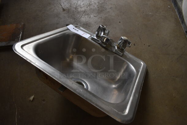 Metal Single Bay Drop In Sink w/ Faucet and Handles. 15x15x10 - Image 2 of 4