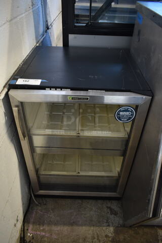 Stainless Steel Mini Cooler Merchandiser. Tested and Powers On But Does Not Get Cold
