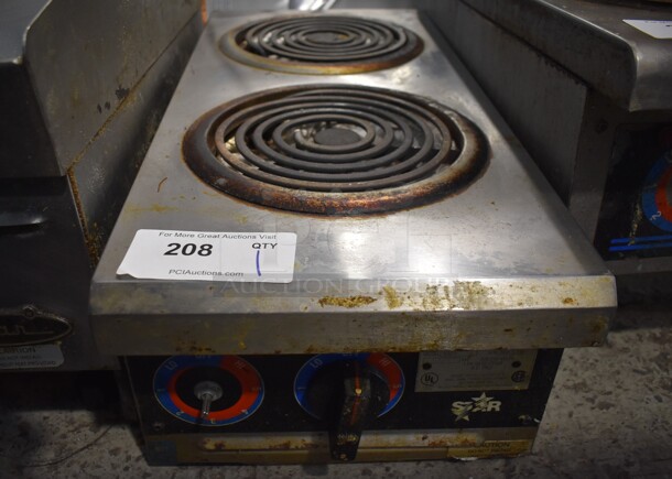 Star 502A Stainless Steel Commercial Countertop Electric Powered 2 Burner Range. 208/240 Volts, 1 Phase.