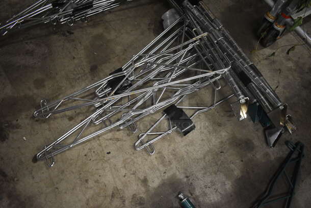 ALL ONE MONEY! Lot of 8 Chrome Finish Poles w/ 2 Brackets on Each. 27x2x34 - Image 3 of 3