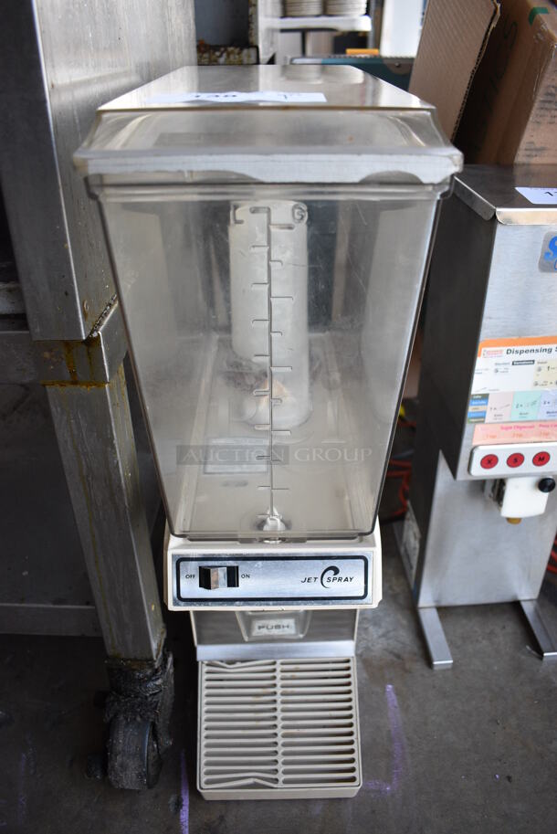 Jetspray Stainless Steel Commercial Countertop Single Hopper Refrigerated Beverage Machine. 8x19x27. Tested and Powers On But Does Not Get Cold