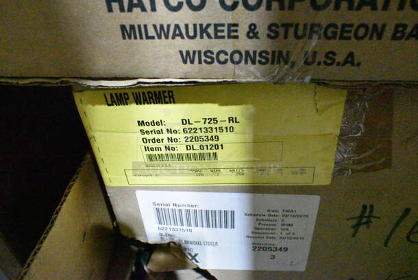 3 BRAND NEW IN BOX! Items; Hatco DL-725-RL 69 1/2" Ceiling Mount Heat Lamp w/ Retractable Cord, Hatco DL-775-RL 69 1/2" Ceiling Mount Heat Lamp w/ Retractable Cord, Hatco DL-725-CTN Heat Lamp, Cord Mount to Track Adapter. 120 Volts, 1 Phase. 3 Times Your Bid!  - Image 3 of 5
