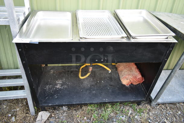 Metal Commercial Gas Powered 3 Bay Steam Table w/ Under Shelf.  - Image 1 of 7