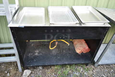 Metal Commercial Gas Powered 3 Bay Steam Table w/ Under Shelf. 