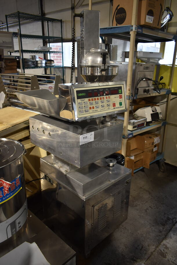 Anko Model SD-97B Stainless Steel Commercial Floor Style Automatic Encrusting and Forming Machine on Commercial Casters. 220 Volts, 1 Phase.  - Image 2 of 10